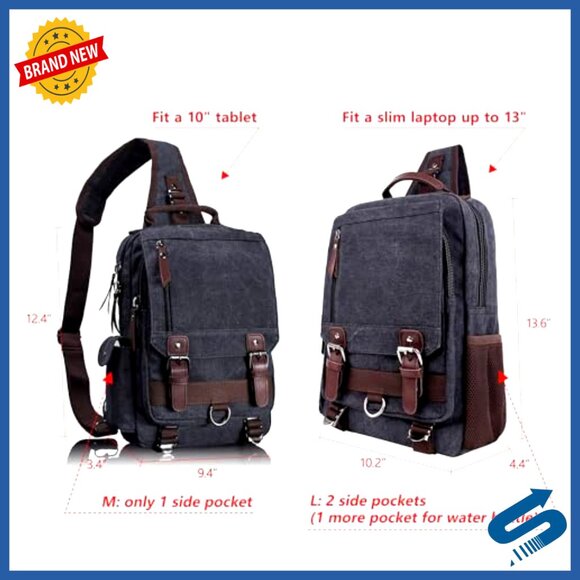 Canvas Messenger Bag Crossbody Sling Bag Travel Daypack Unisex - Picture 4 of 7